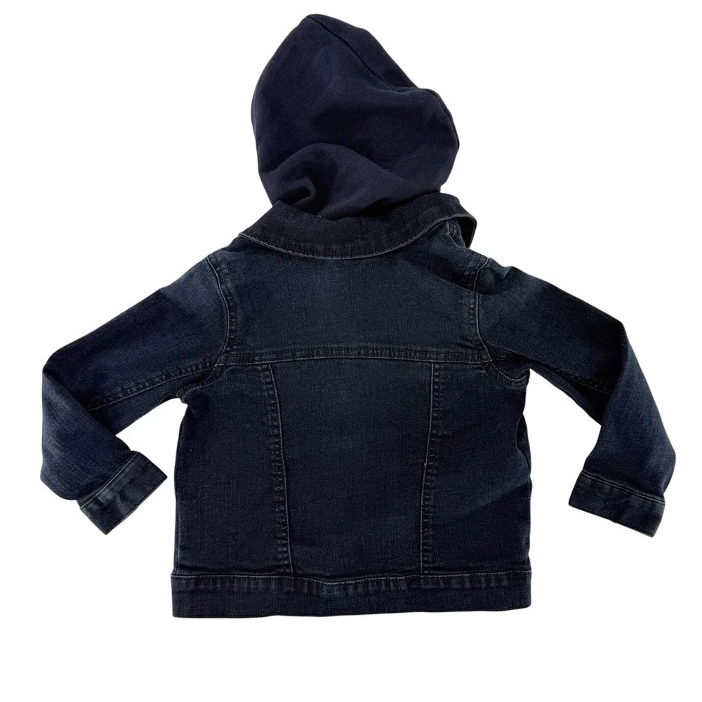 Old Navy Toddler Boys Navy Blue‎ Hooded Denim Jacket Coat Sz 3T Grunge Hipster